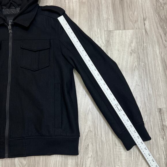 Structure Wool Blend Hooded Black Full Zip Jacket Size XL - Picture 7 of 12